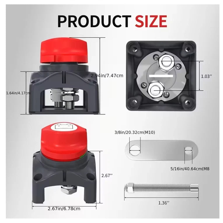 battery Switch Isolator Cut Off Kill for Knob Marine Truck Camper Boat 12V 600A